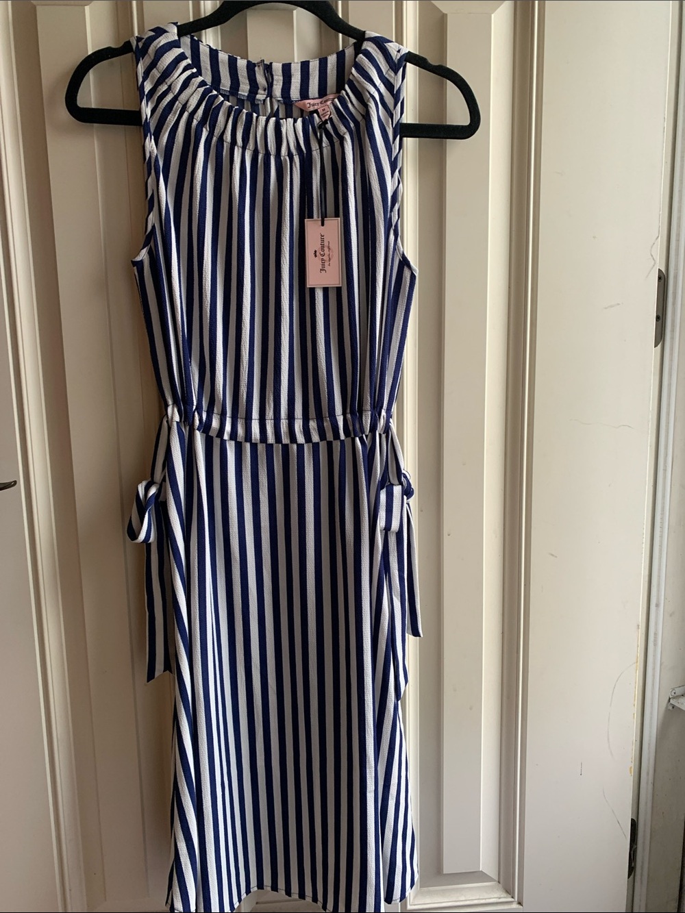 Juicy Couture Blue and White Striped Sleeveless Dress